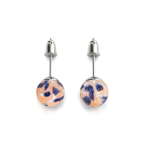 Blaubeer-Cobbler | 925er Sterlingsilber | Glühwürmchen-Glas-Ohrstecker